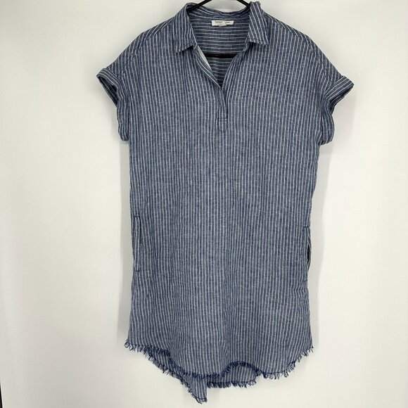 Beachlunchlounge Blue stripe Dress size Medium Linen‎ Blend - Picture 1 of 7
